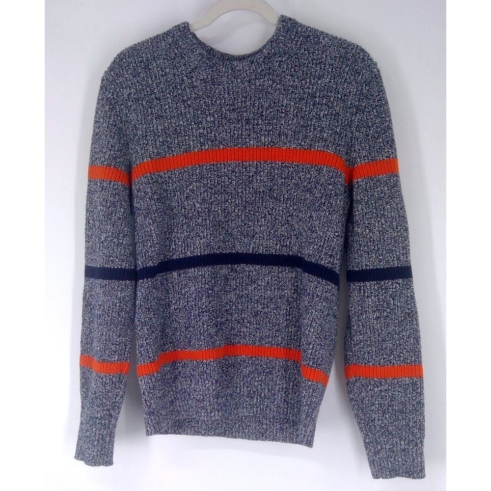 GAP Marled Knit Striped Crewneck Sweater Blue Orange Navy Pullover M